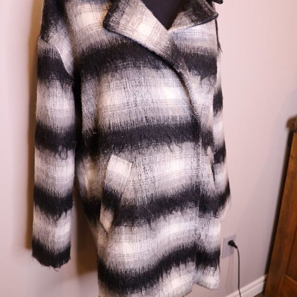 Plaid Cocoon Coat Sz S - Picture 4 of 6